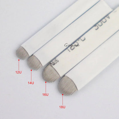 White Microblading Needles – 9/11/12/14/18/21 for Permanent Makeup, Eyebrow Tattoo & Embroidery Pen Supplies