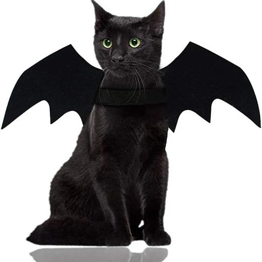 Cute Cat Bat Wings Costume - Black Pet Cosplay Safety Harness for Halloween Party Decoration & Dress Up