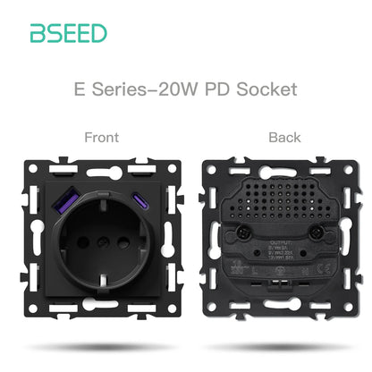 BSEED Zigbee Smart Wall Switch Parts – EU Power Outlet & Glass Frame DIY Combo