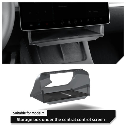 Hidden Storage Box Organizer – Under Screen Tray for Tesla Model Y 2024 & Model 3 2021-2022