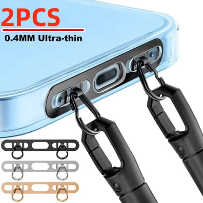 Ultra-Thin Metal Phone Lanyard Patch - Stainless Steel Hanging Cord Connector for Cellphone Safety