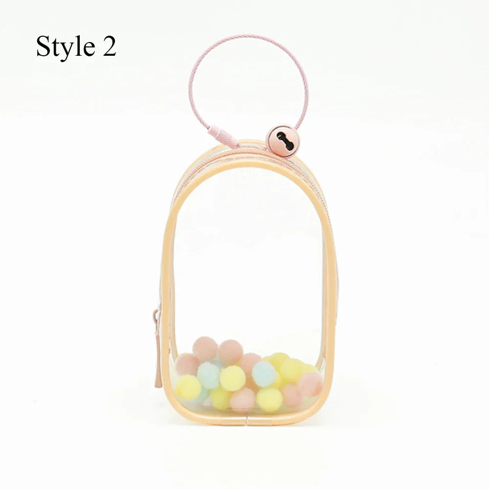 Transparent Jewelry Organizer Box – Plastic Storage Pouch with Keychain, Dustproof Case, Cute Doll Bag for Accessories