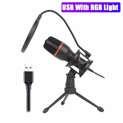 USB Condenser Microphone - Professional RGB Streaming Mic for PC, Laptop, Gaming, Podcast & Live Recording