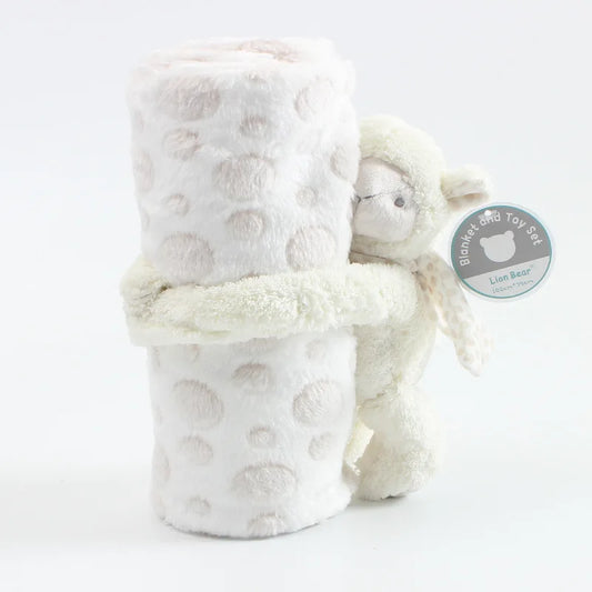 2-Piece Baby Gift Set – Pink Bunny Plush Flannel Blanket & Stuffed Animal for Newborn Sleeping