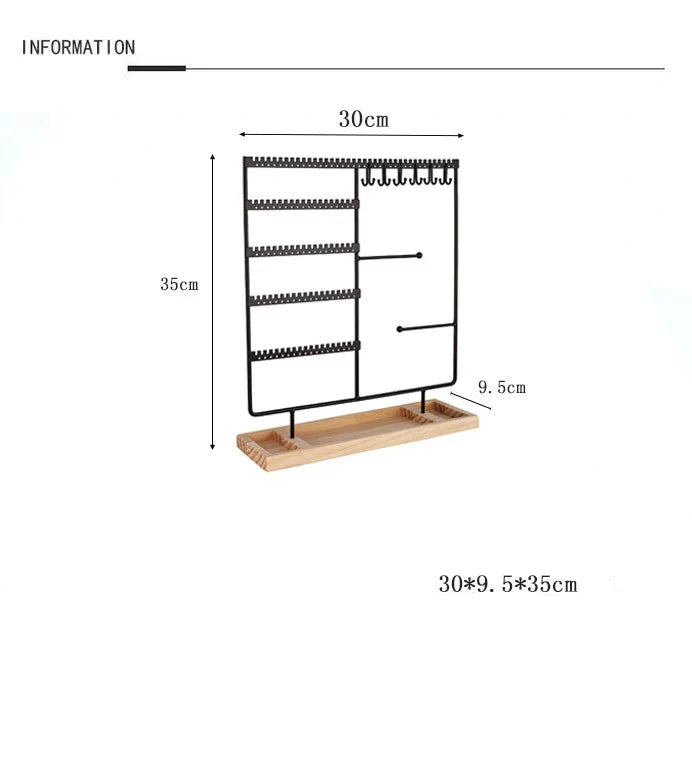 Multifunctional Jewelry Display Rack - Detachable Wooden Base Organizer for Earrings, Rings & Necklaces