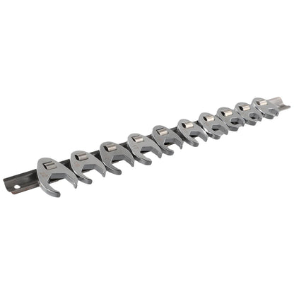 10pcs 3/8" Drive Crowfoot Wrench Set — 10-22mm Metric Open-End Spanners for Torque Wrench