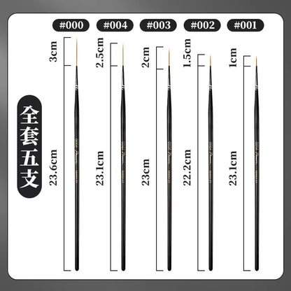 1/2/3/5PCS Rigger Artist Paint Brushes – Extra Long Fine Point Liner Brushes for Scale Models, Nail Art, Acrylic, Oil & Watercolor