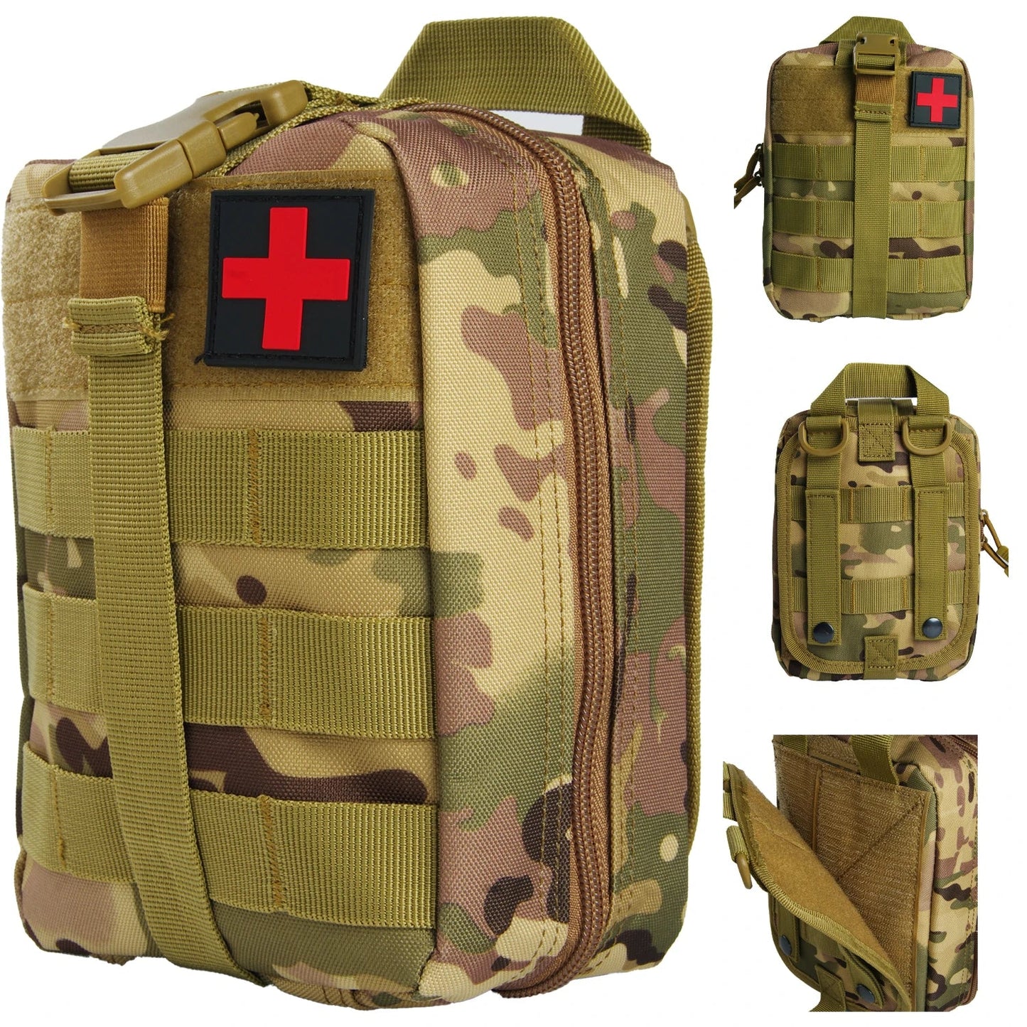 Tactical IFAK First Aid Kit - MOLLE Survival Pouch with 18-Piece EMT Emergency Supplies for Camping Outdoors