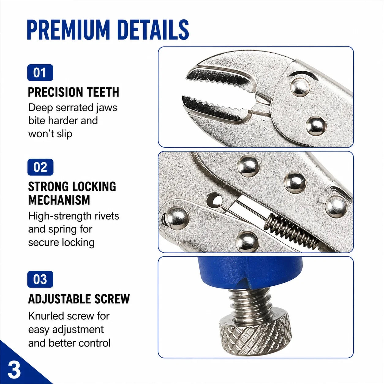 Multi-Function Locking Pliers - Straight & Curved Jaw Adjustable Heavy-Duty Vise Grip Clamp Tool