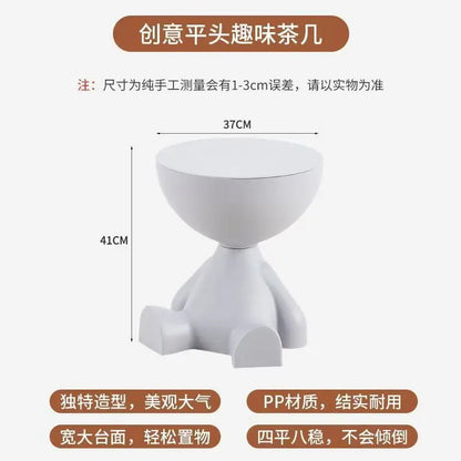 Light Luxury Cartoon Sofa Side Table – Creative Plastic Coffee Table, Small Household Flat-Head Coffee & Living Room Furniture Side Table