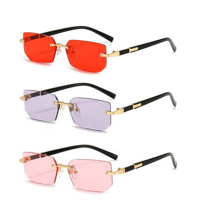 Rimless Rectangle Sunglasses – Fashion Small Square Shades for Men & Women, Summer Travel Sun Glasses
