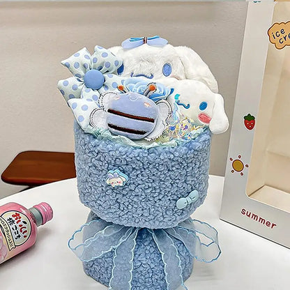 Sanrio Hello Kitty Plush Bouquet – Cute Cartoon Flowers with Cinnamoroll, Kuromi & My Melody Toys for Girls & Holiday Gifts