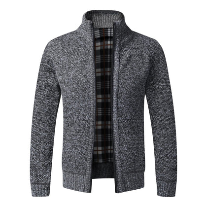 Men's Warm Fleece Cardigan Sweater - Full Zip Slim Fit Knitted Winter Jacket Coat