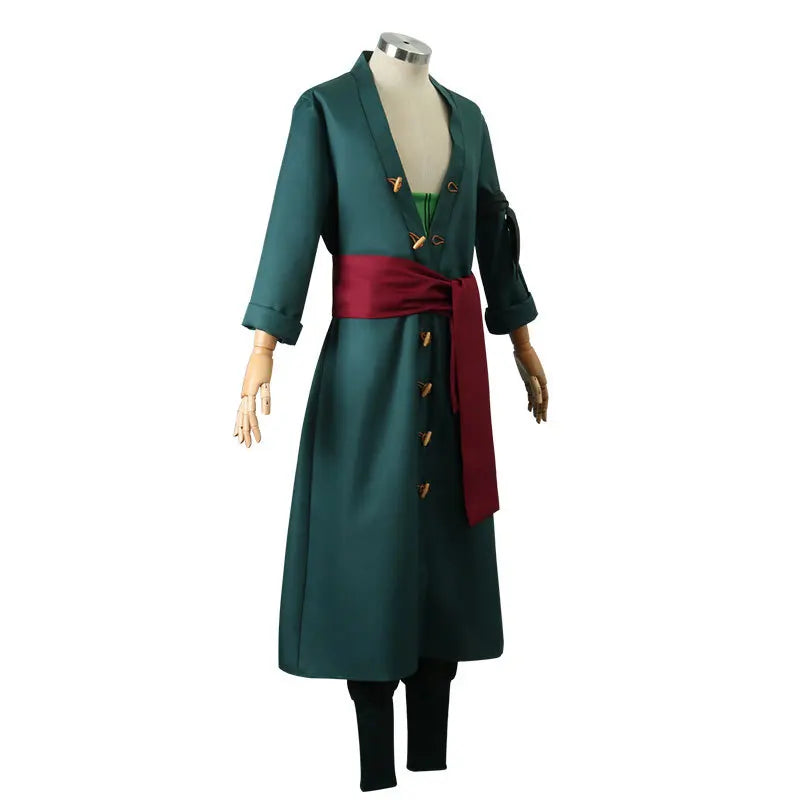Roronoa Zoro Cosplay Costume - Anime Kimono Robe Cloak Uniform with Earrings for Halloween & Comic Con