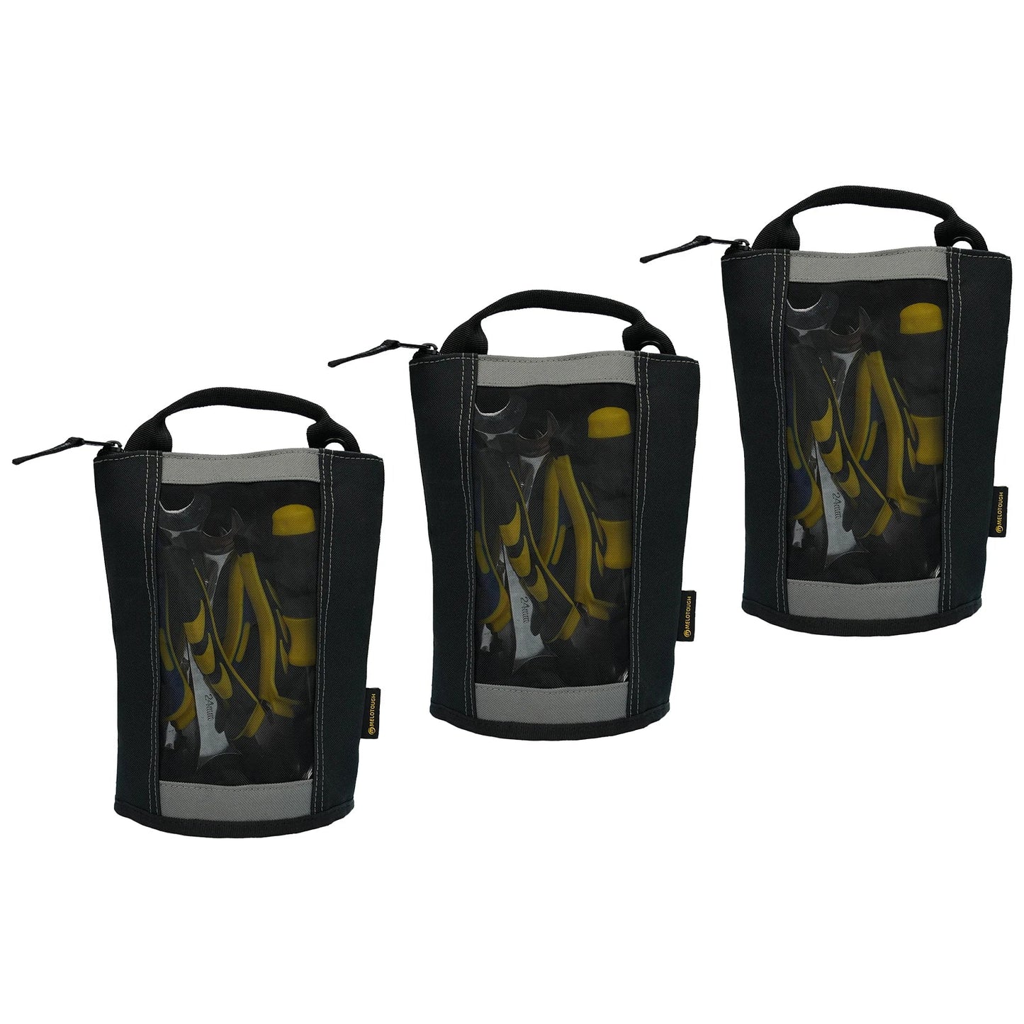 MELOTOUGH Canvas Tool Pouch | 2-Pack Zipper Bags with Mesh Window & Hanging Grommets