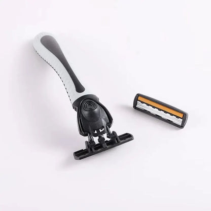 Men’s 3-Layer Reusable Razor - Multi-Tool Shaver with Replaceable Head Design and Imported Blades for Smooth Shaving