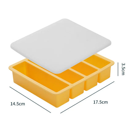 Extra Large Silicone Freezer Tray with Lid – Giant 4-Cube Food Storage Mold for Soup, Sauce & Meal Prep Ice Cubes Kitchen Container