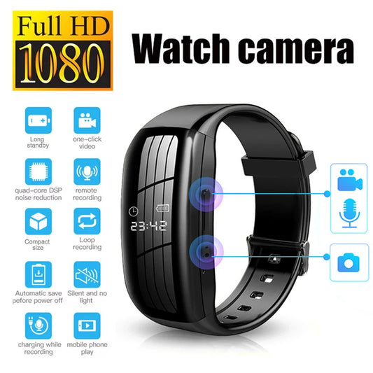 HD Mini Camera Watch – 8-256GB Video & Voice Recorder Wristband with USB Flash Drive, Noise-Reducing Sound Recording Dictaphone