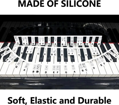 Piano Keyboard Stickers - Removable Silicone Note Labels for 88/61 Key Beginner Piano Learning