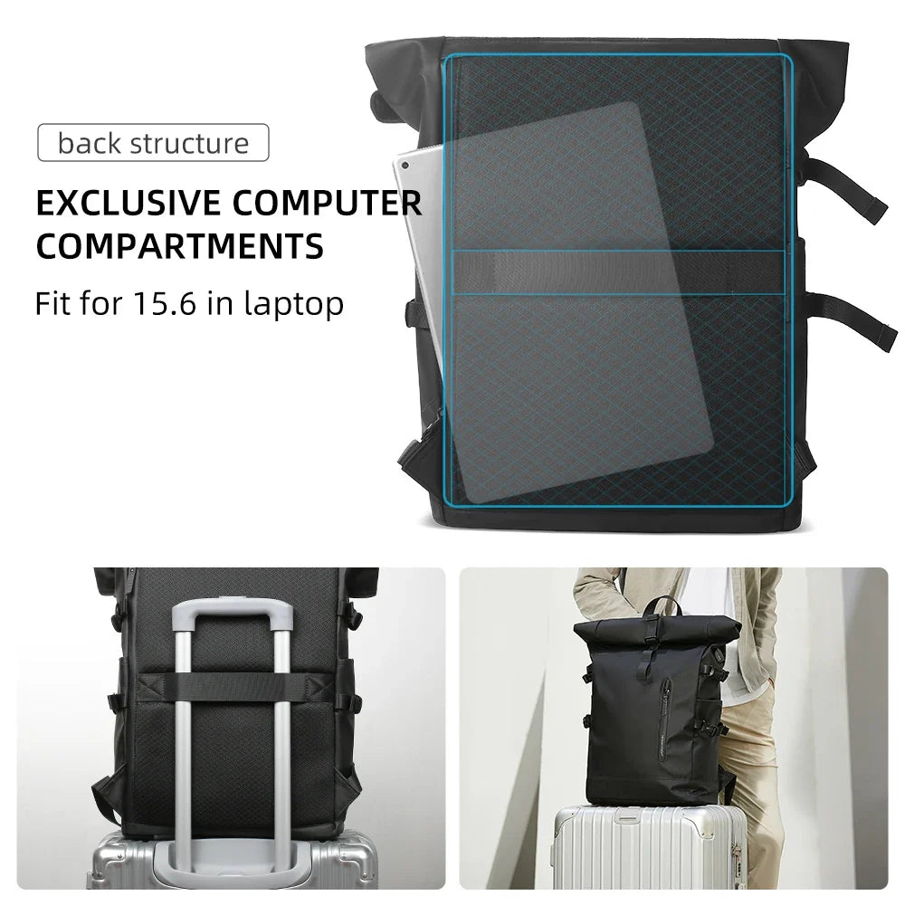 HK Expandable Travel Backpack - Large Waterproof 15.6 Inch Laptop Hiking Rucksack with USB Charging Port