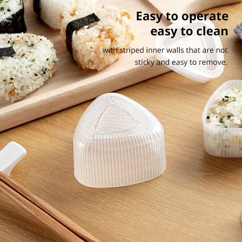 2PCS Transparent Sushi Mold Kit – DIY Onigiri Rice Ball & Triangular Sushi Maker Press for Bento Kitchen Food Preparation