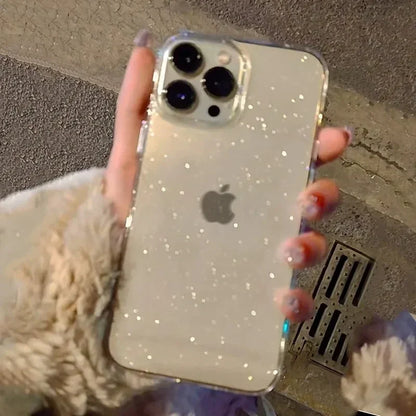 Pink Glitter Bling Clear iPhone Case - Soft Sparkle Protective Cover for iPhone 17 Air 16 15 14 13 12 11 Pro Max Plus Women’s Phone Accessory