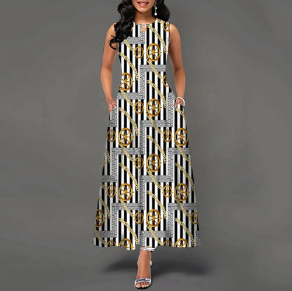 Women’s Loose Floral Vintage Maxi Dress – Ruffled Hole Summer Camis Big Size Elegant Party Dress