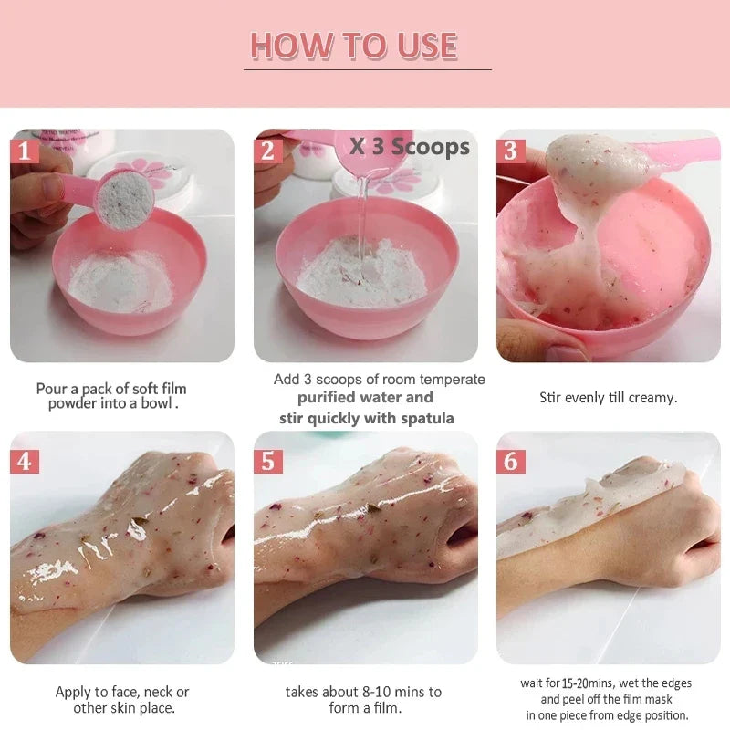 650g Rose Jelly Peel-Off Facial Mask Powder – Collagen Hydroplastic Crystal Skin Care Mask for Face Treatment