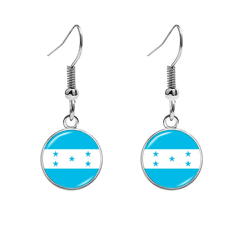 South & North America Flag Earrings - Patriotic Country Pride Drop Dangle Jewelry Gifts for Women