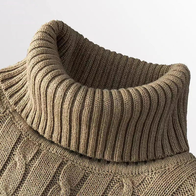 Men's Turtleneck Woolen Sweater - Casual Rollneck Knitted Warm Jumper Winter Pullover Top