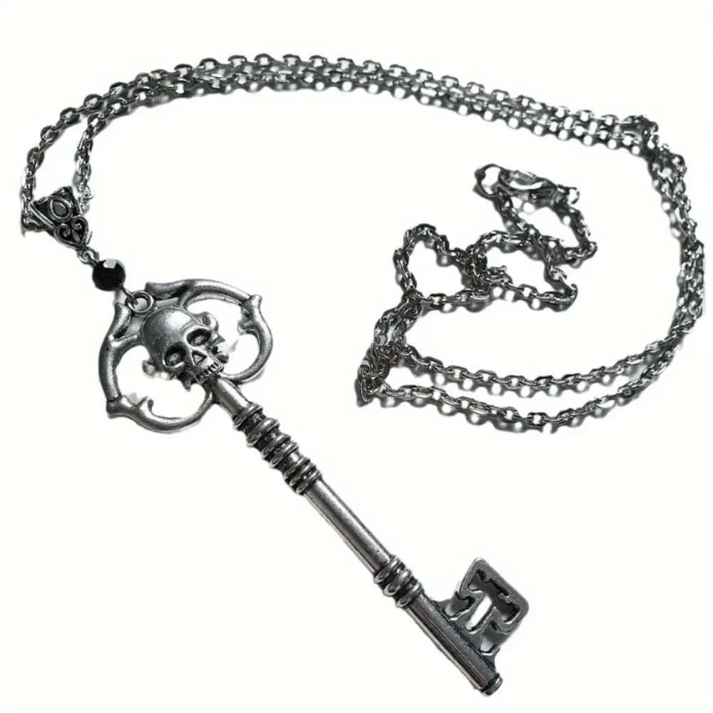 Gothic Skull Lover Key Necklace - Dark Punk Personalized Collar Jewelry Gift