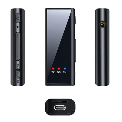 Bluetooth 5.4 Audio Transmitter Receiver – 3.5mm AUX Wireless Adapter with Mic & TF Card Support for Car, TV & PC