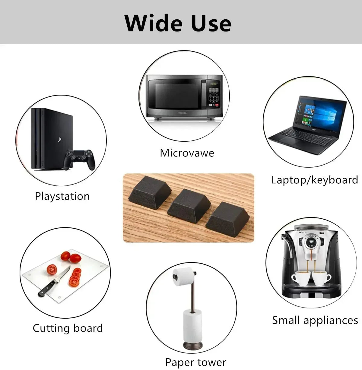 12Pcs Self-Adhesive Rubber Bumper Pads Square Feet for Electronics, Laptop, Speaker & Furniture Protection