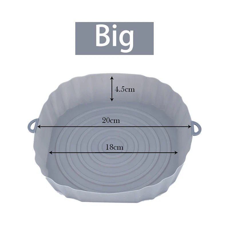 Reusable Air Fryer Silicone Pot & Baking Tray Set – 1/2/3PCS Silicone Basket for Pizza, Fried Chicken & Grill