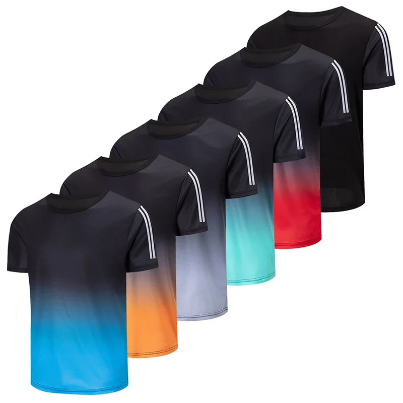 Men’s Summer Quick Dry T-Shirt - Solid Color Short Sleeve Sports Shirt for Running & Casual Wear