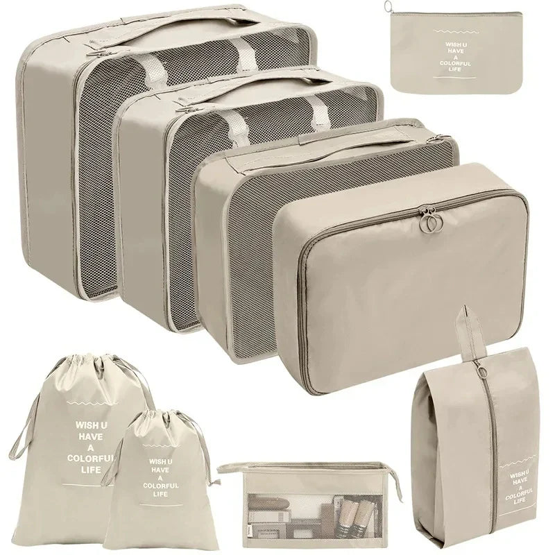 7–10 Pc Travel Organizer Storage Bags Set – Portable Packing Cubes for Suitcase, Clothes, Shoes & Luggage Tidy Pouch