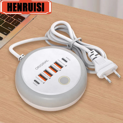 50W USB-C Power Strip Charger - Multi-Port Fast Charging Wall Adapter for iPhone 12/13 & Mobile Devices