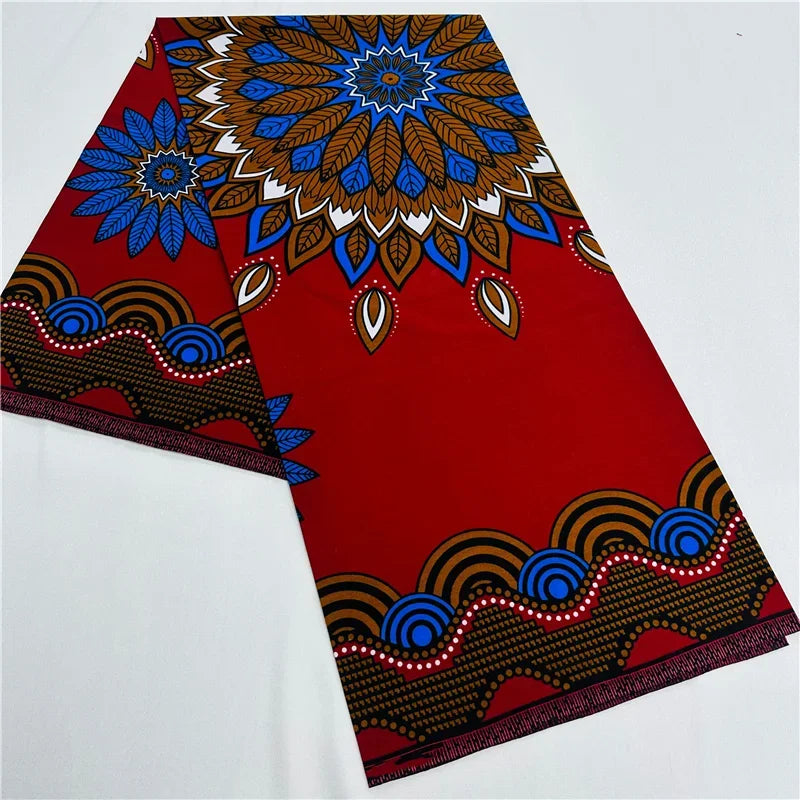 6 Yards African Real Wax Ankara Fabric - 100% Cotton Party Dress Print