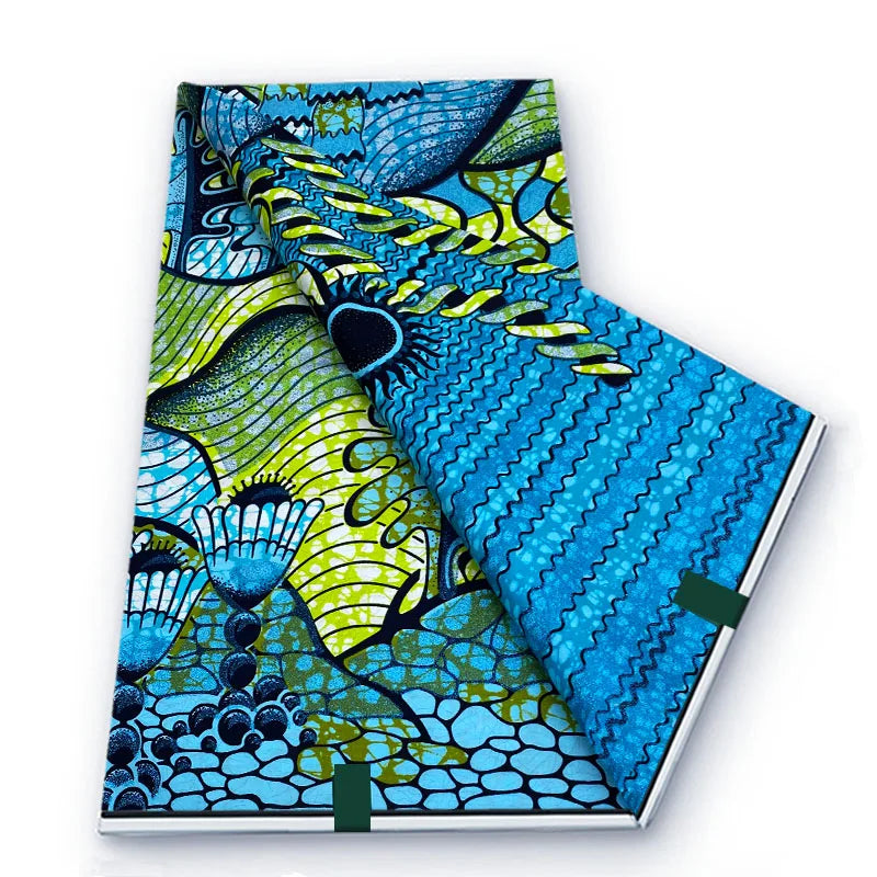 2026 African Real Wax Fabric - 100% Cotton Soft Ankara Batik Gold Print