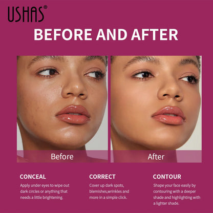 USHAS Sponge Head Concealer – Black Circles, Tear Marks, Acne & Skin Imperfections Waterproof Foundation Makeup Eraser