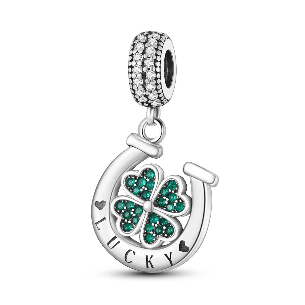 MULA Silver-Plated Sunflower & Four-Leaf Clover Dangle Charms - DIY 3MM Snake Chain Bracelet