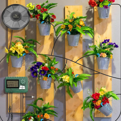 Solar Drip Irrigation System Kit – Automatic DIY Garden Watering Timer with Display Screen for Plants & Travel Use
