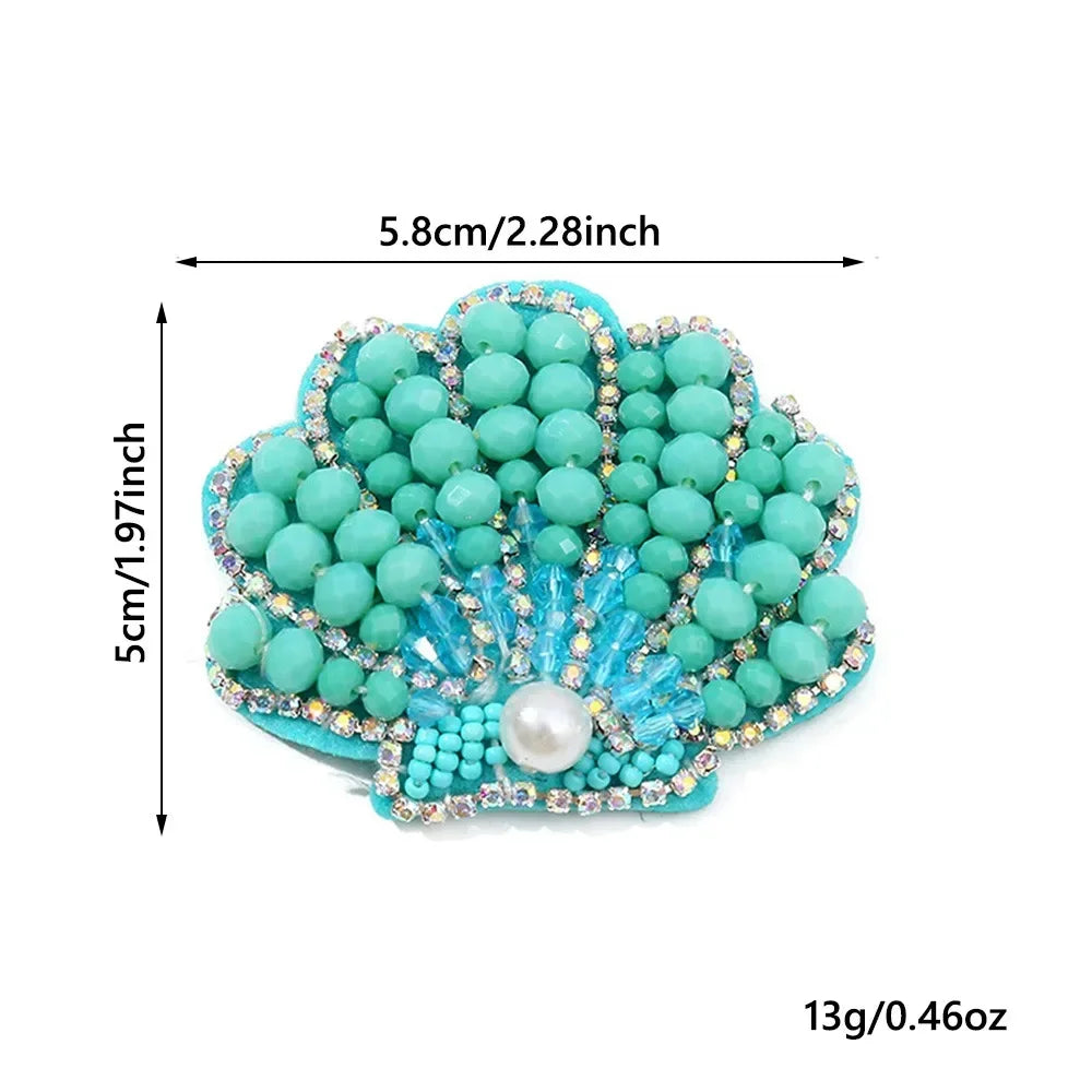 3D Marine Animal Patches - Handmade Beaded Seahorse Starfish Crab DIY Sewing Accessories for Clothing Decor