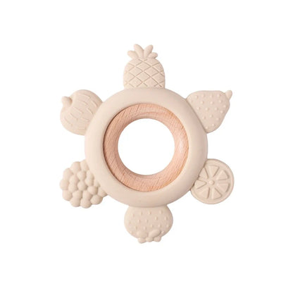 Baby Silicone Teether Toy - BPA Free Dental Chew Ring Bracelet for Infant Teething Relief and Kids Gift