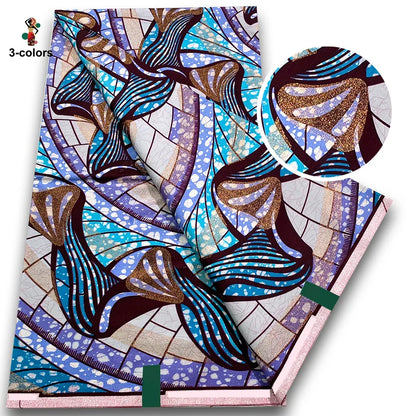 Premium Gold Print Pagne Fabric - 100% Cotton African Real Wax Ankara Grand SUP Nigerian Fabric