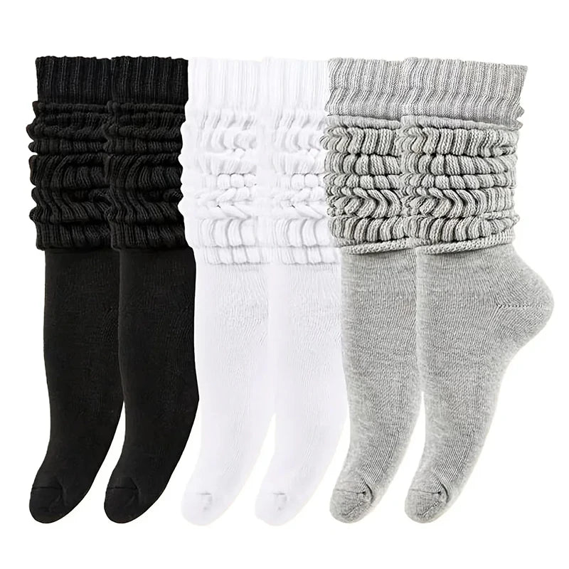 Women’s White Mid-Calf Socks - 3 Pairs Comfortable Breathable Basic Fashion Socks