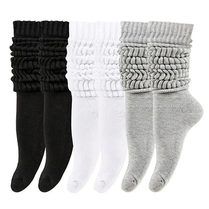 Women’s White Mid-Calf Socks - 3 Pairs Comfortable Breathable Basic Fashion Socks