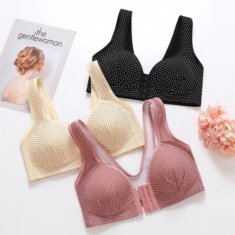 CXZD Wireless Push Up Bra - Full Coverage Front Closure Support Bra for Women with Large Bust