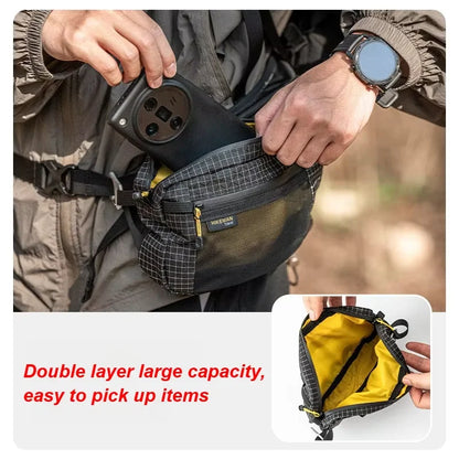 Dyneema Fiber Waist Pack - 1.1L Ultralight Waterproof Multi-Pocket Bag for Cycling, Running, Hiking & Camping