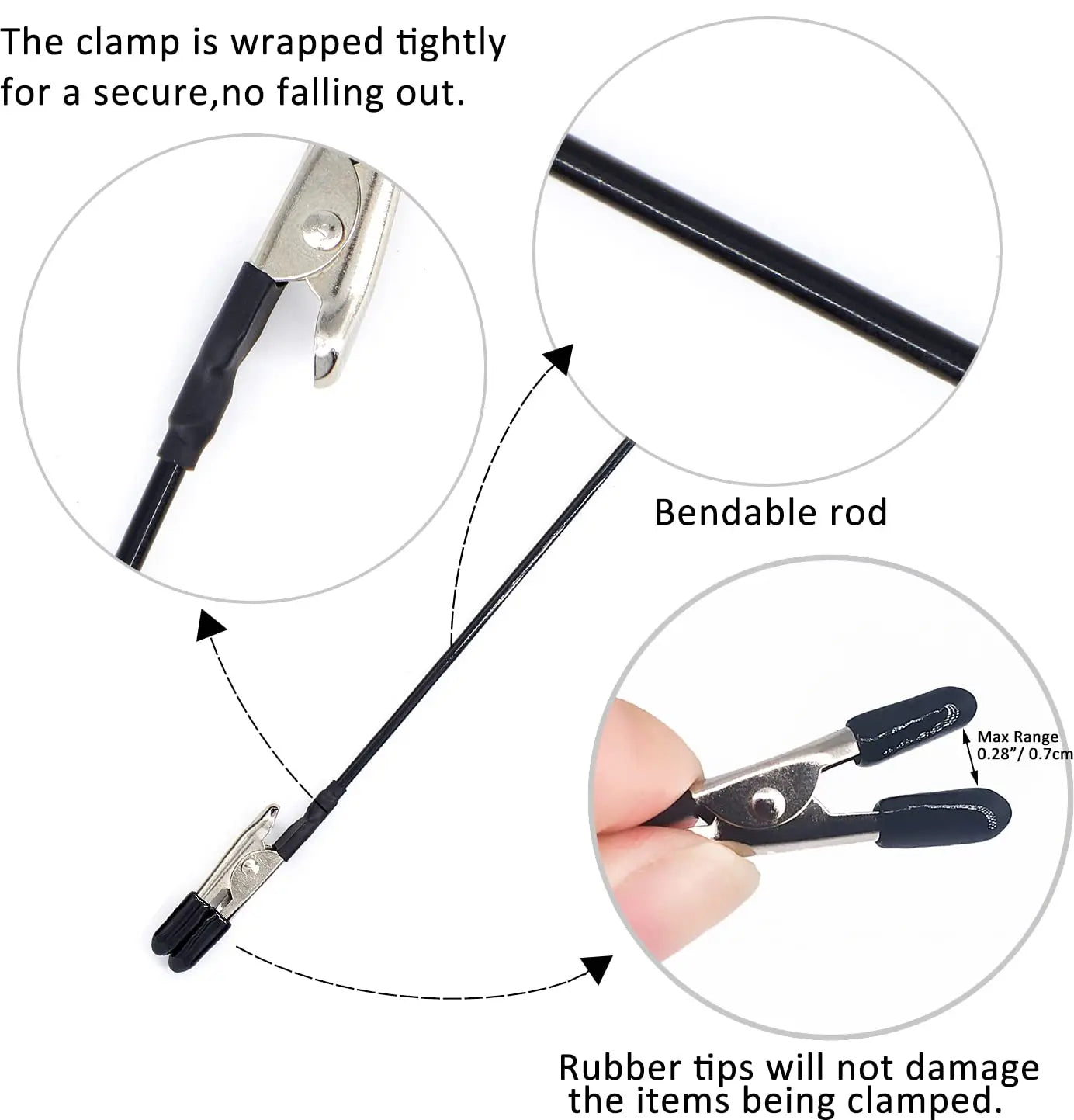 Rafford 12Pcs Model Painting Clip Set - Bendable Alligator Clips with Rubber Tips and Magnetic Base for Hobby Airbrush
